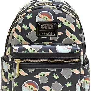Loungefly Star Wars Baby Yoda Womens Double Strap Shoulder Mini Backpack.
